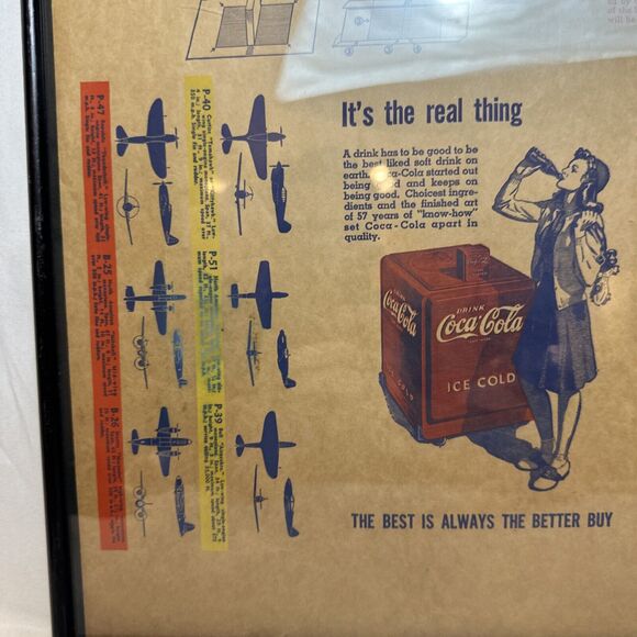 WW11 COCA-COLA FRAMED 1940’s BOOK COVER VERY RARE - Picture 3 of 10